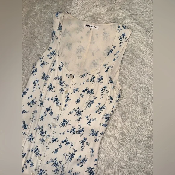 NEW Reformation Londyn Floral Button Down Sleeveless Midi Dress sz 8 - Picture 7 of 8